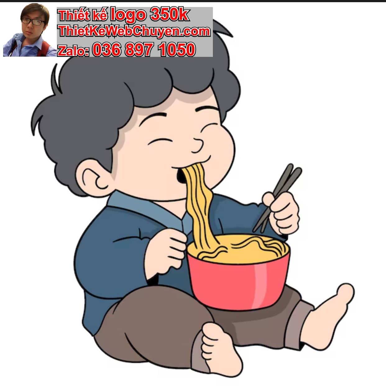 Chàng trai chibi ăn mì