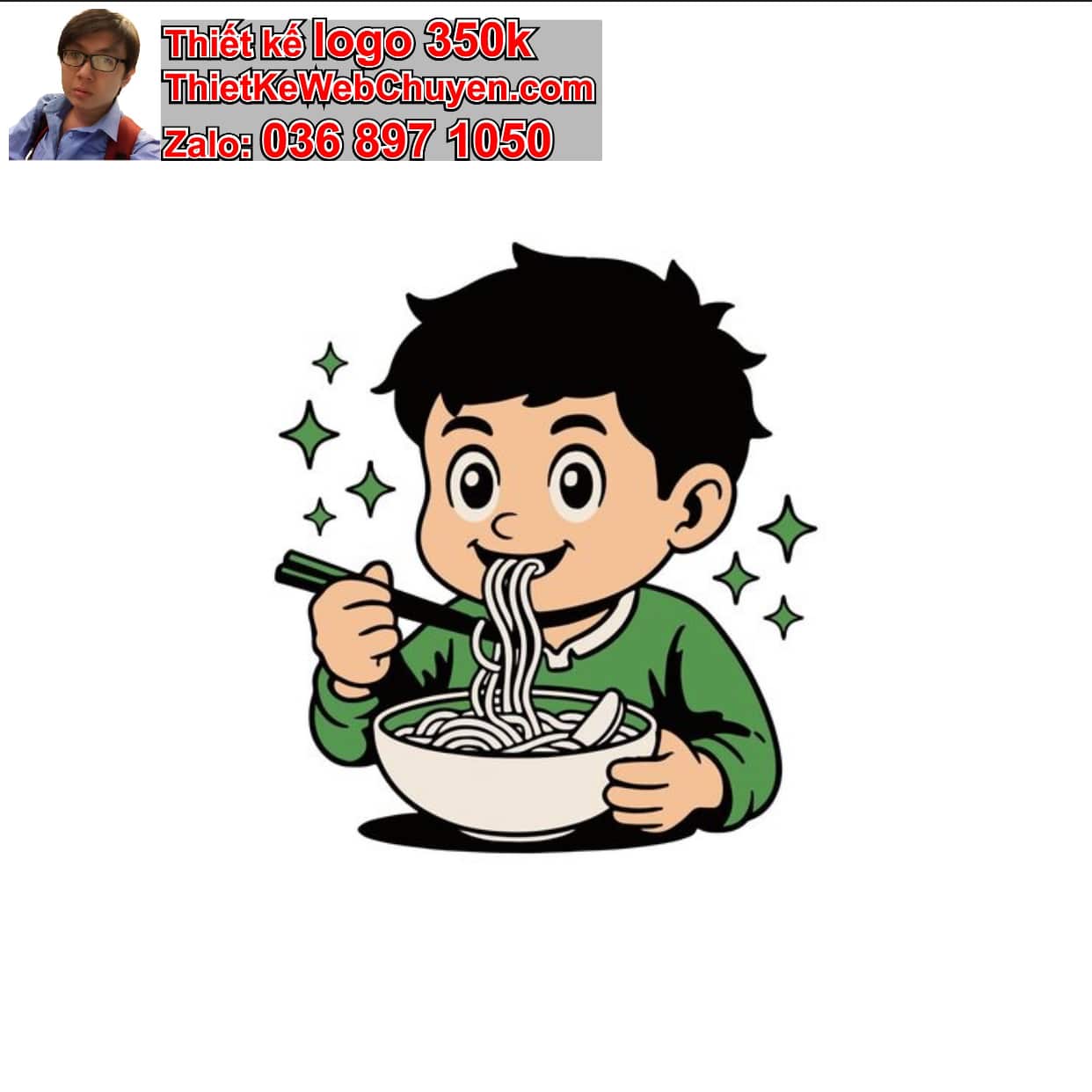 Chàng trai chibi ăn mì