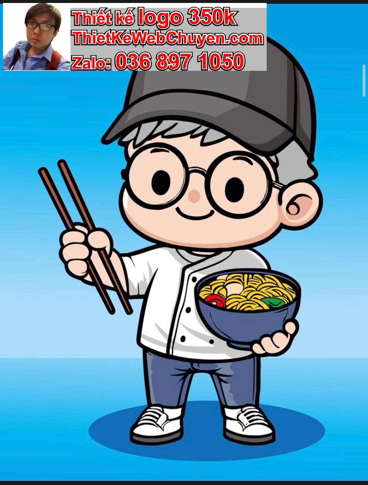 Chàng trai chibi ăn phở