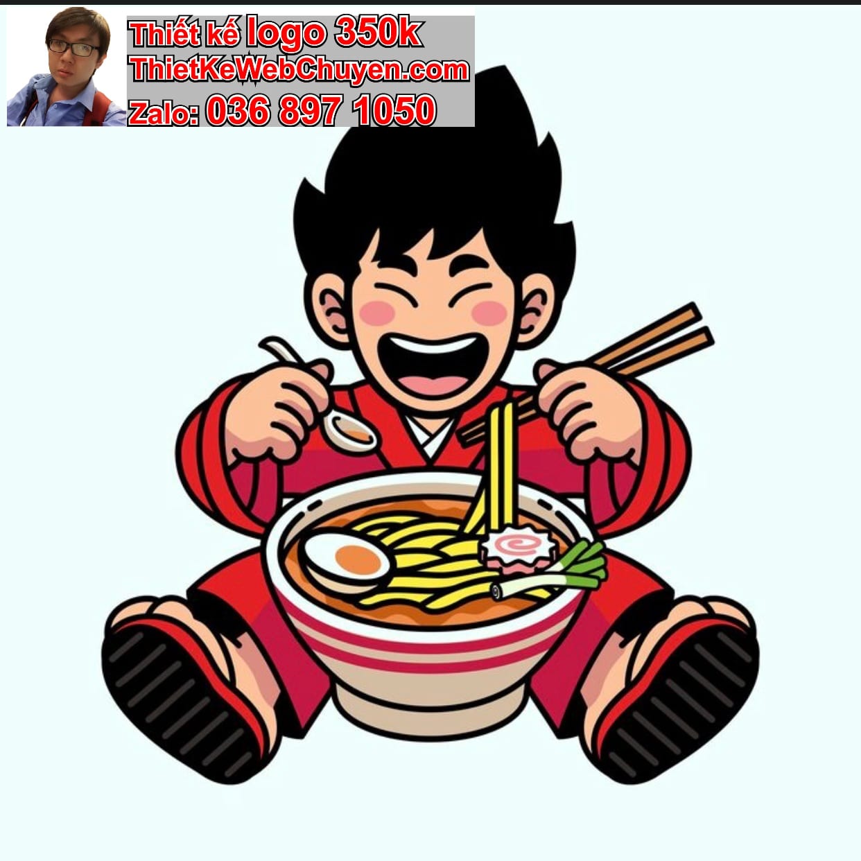 Chàng trai chibi ăn phở