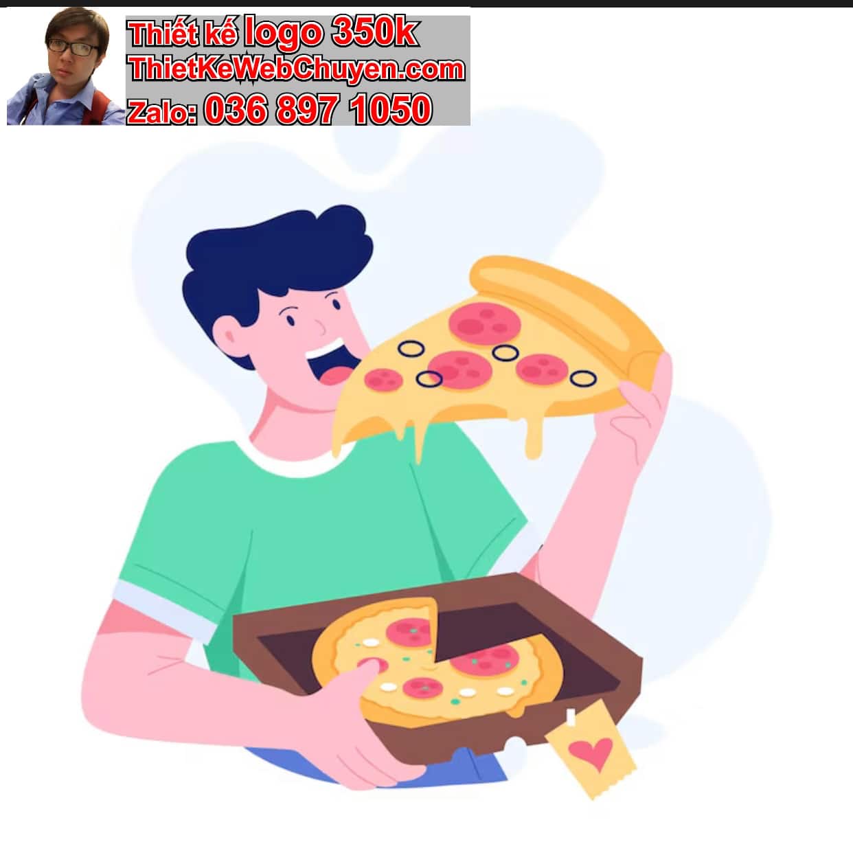 Chàng trai chibi ăn pizza