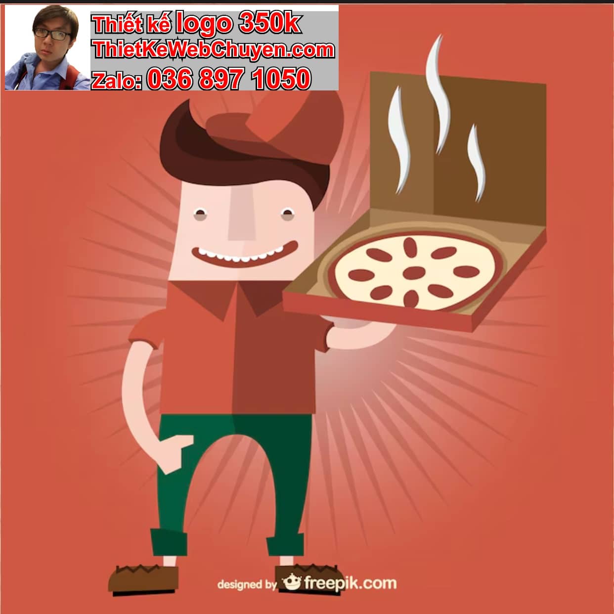 Chàng trai chibi ăn pizza