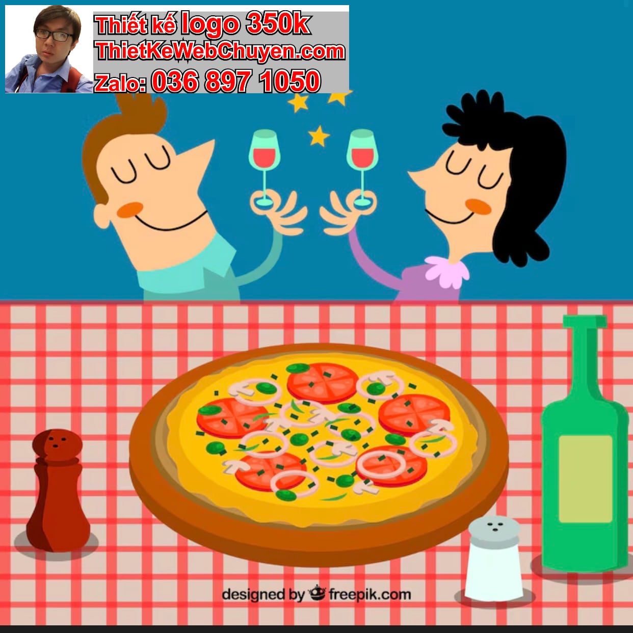 Chàng trai chibi ăn pizza