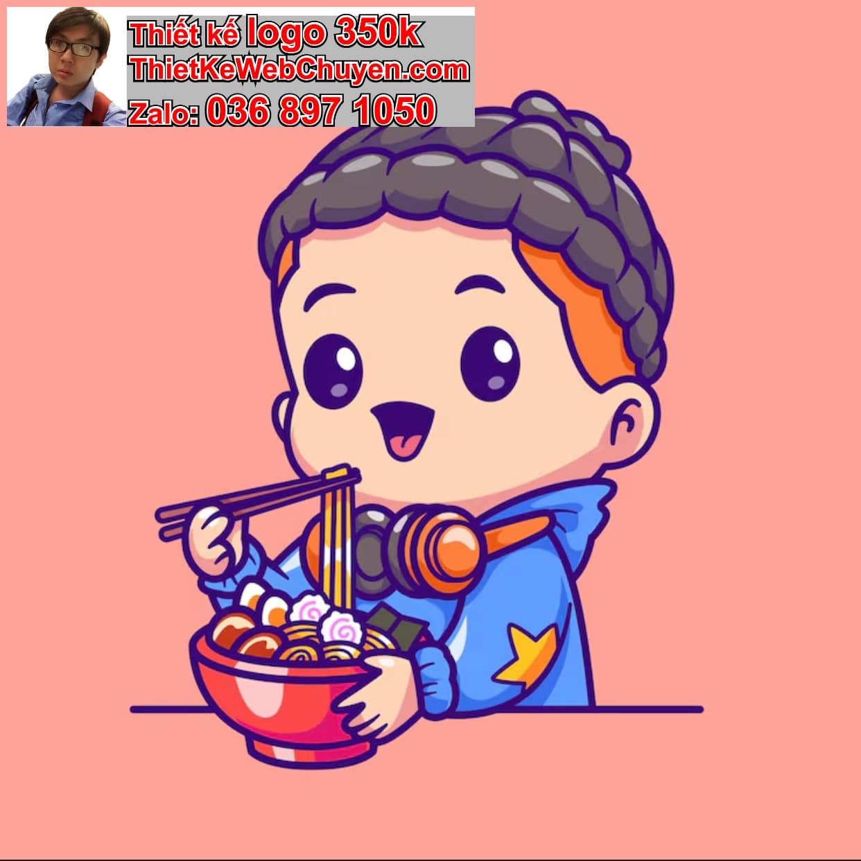 Chàng trai chibi ăn ramen