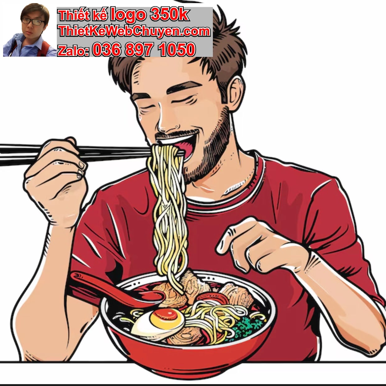 Chàng trai chibi ăn ramen