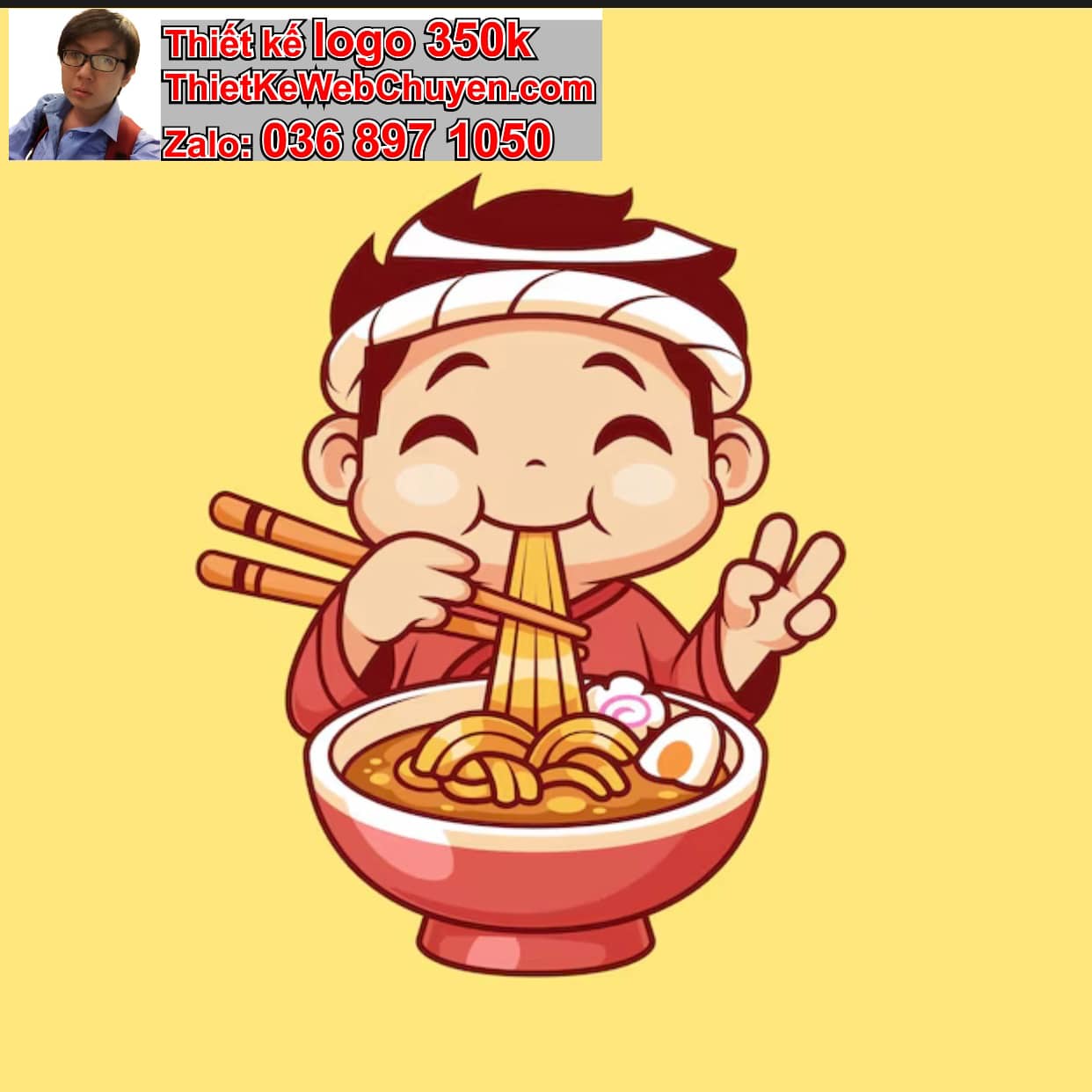 Chàng trai chibi ăn ramen