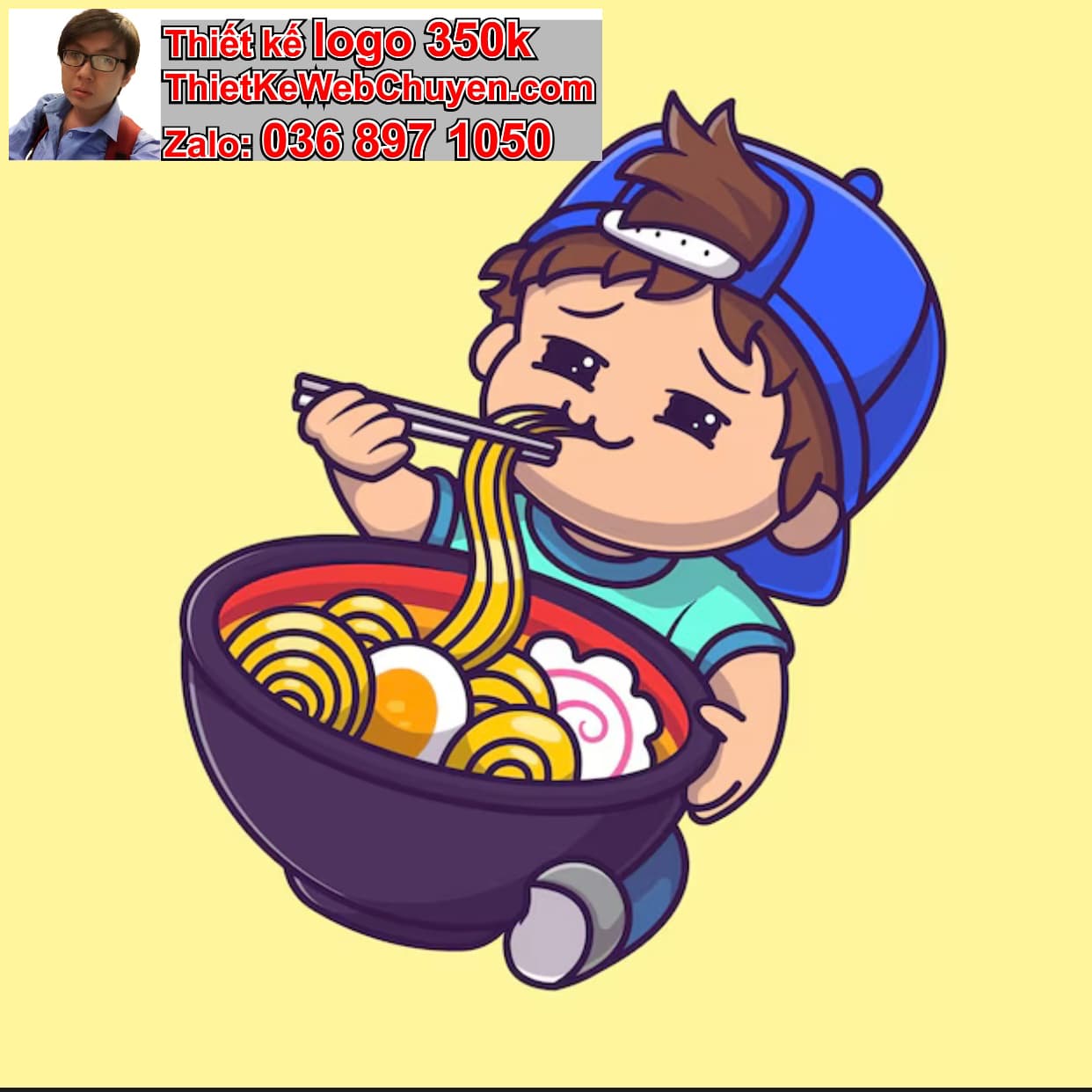 Chàng trai chibi ăn ramen