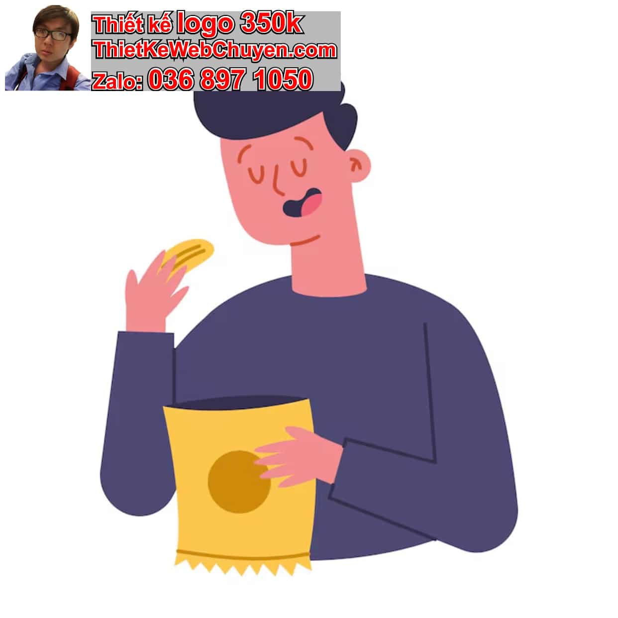 Chàng trai chibi ăn snack