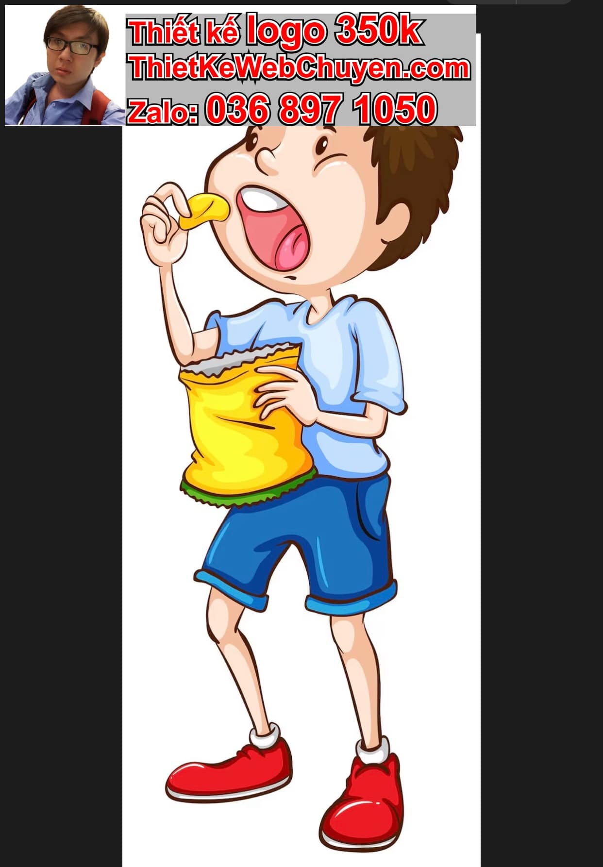 Chàng trai chibi ăn snack