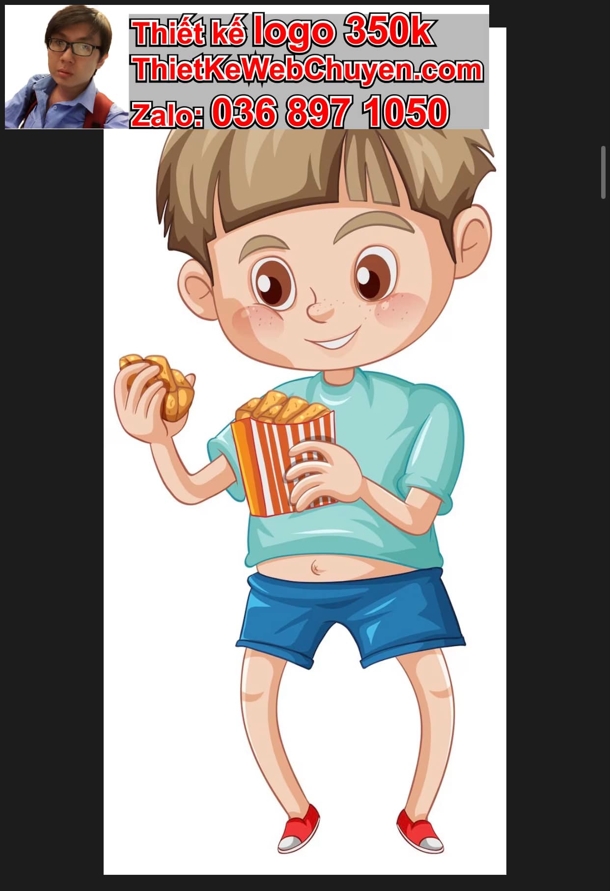 Chàng trai chibi ăn snack