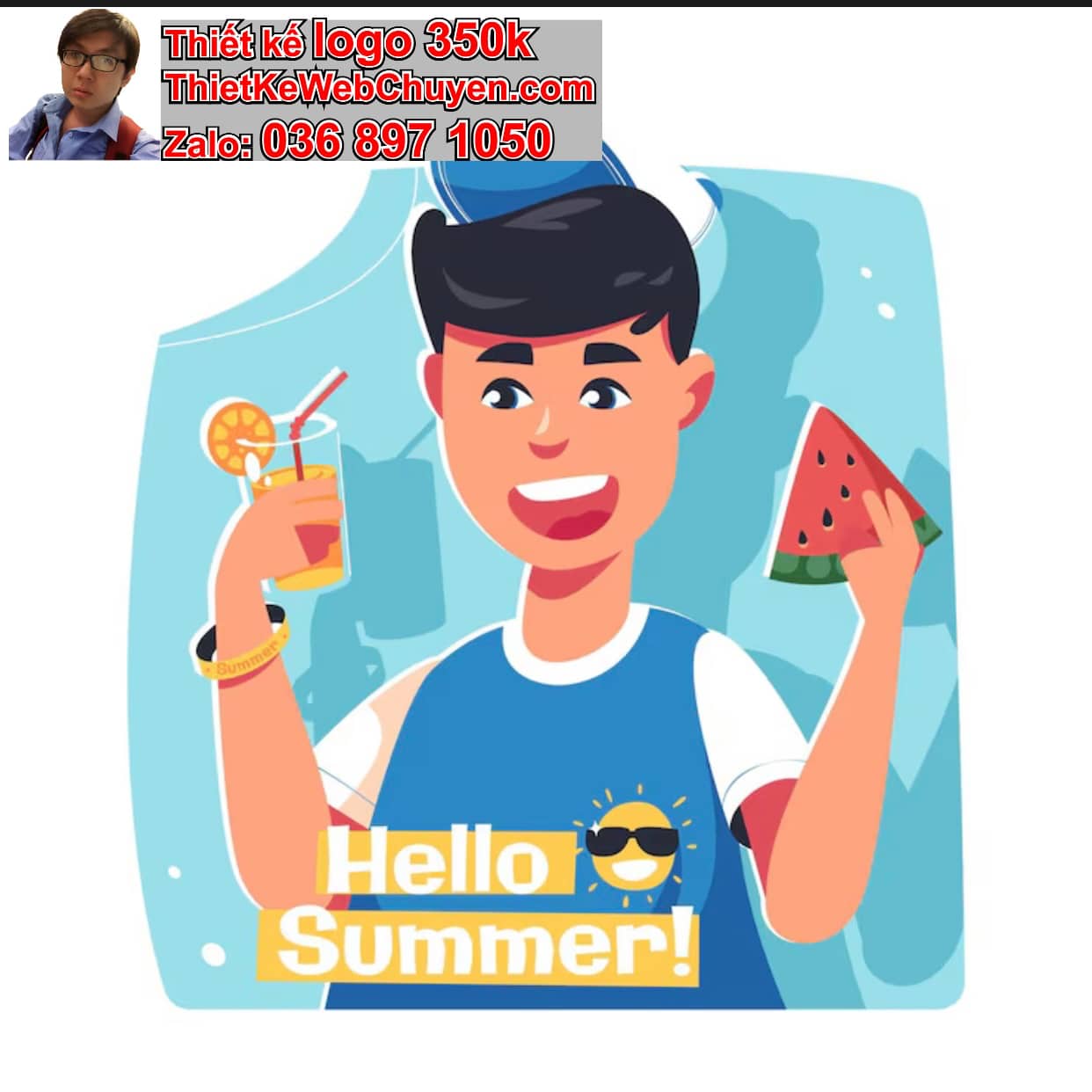 Chàng trai chibi ăn uống ngoài trời