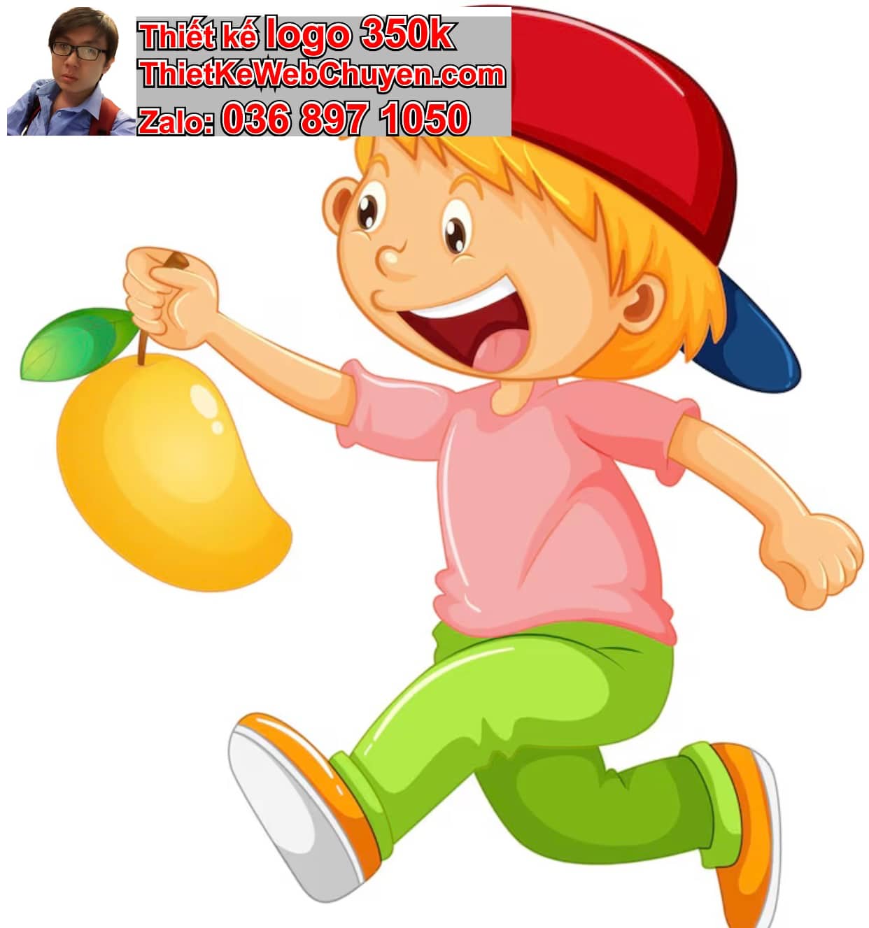 Chàng trai chibi ăn xoài