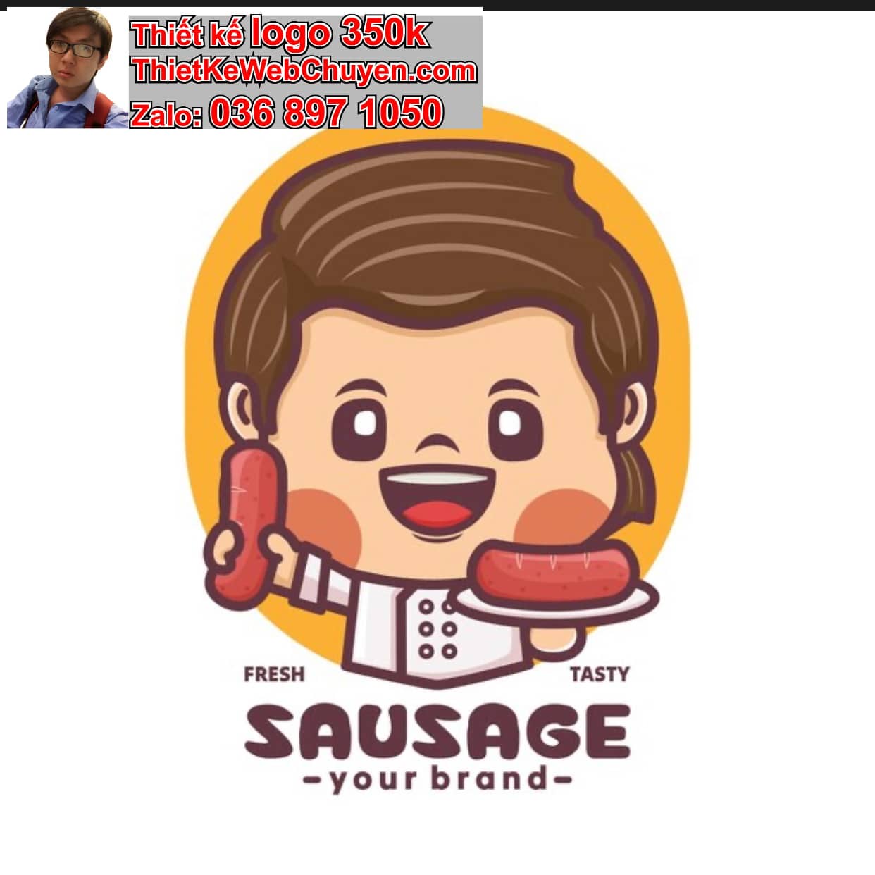 Chàng trai chibi ăn xúc xích