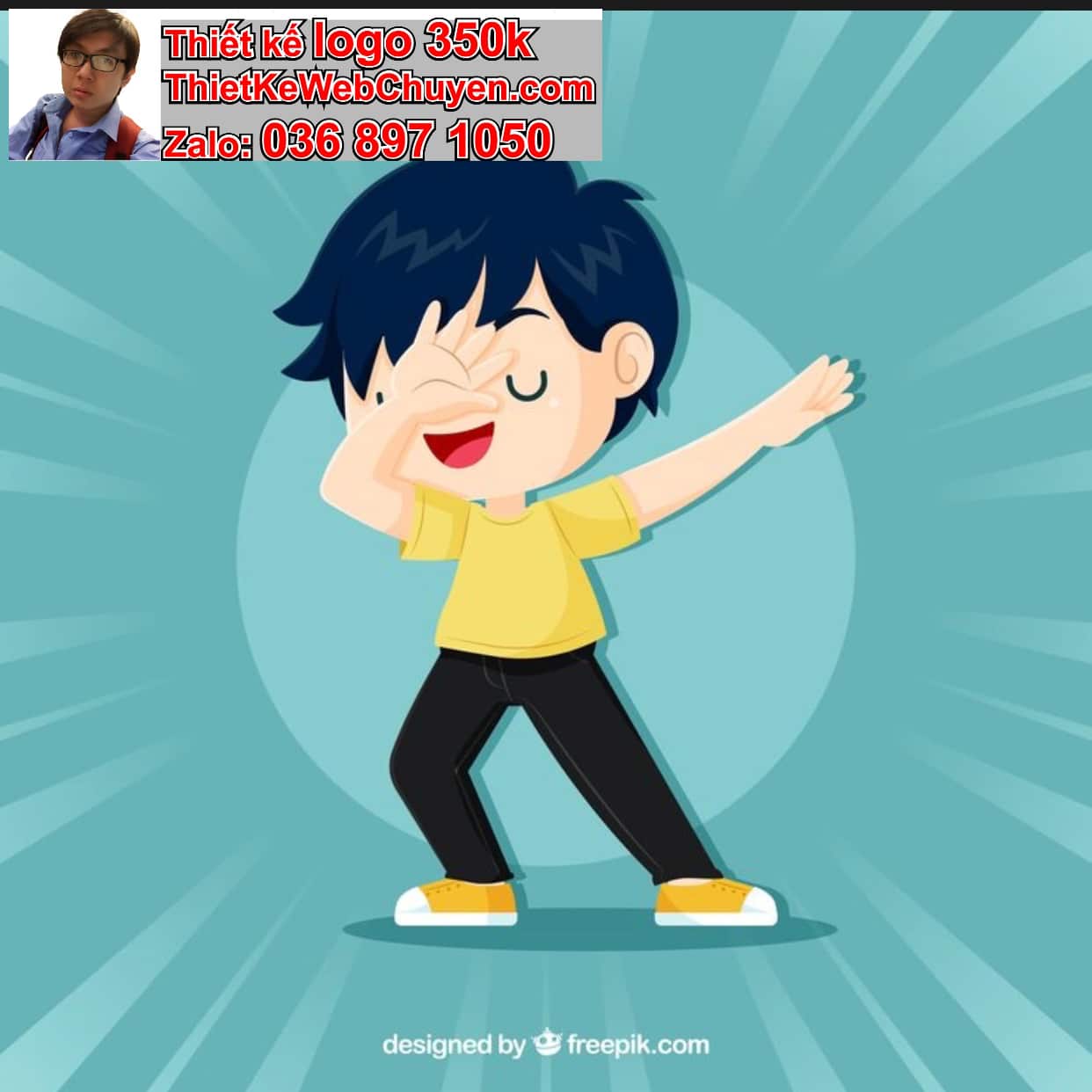 Chàng trai chibi cười tít mắt