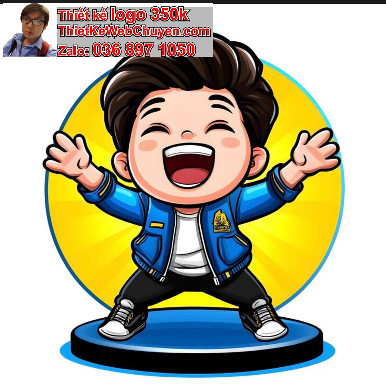 Chàng trai chibi cười tít mắt