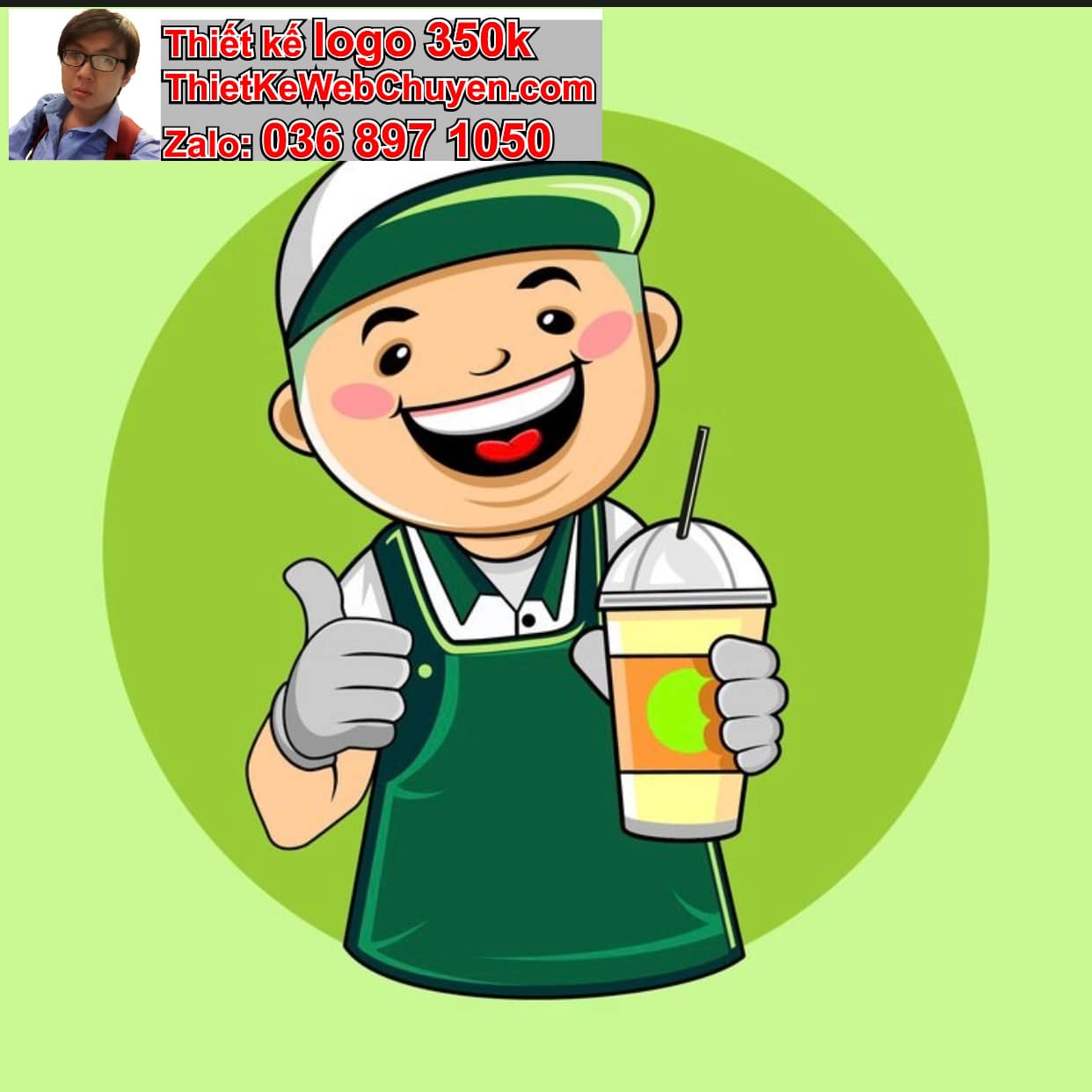 Chàng trai chibi uống nước ép trái cây