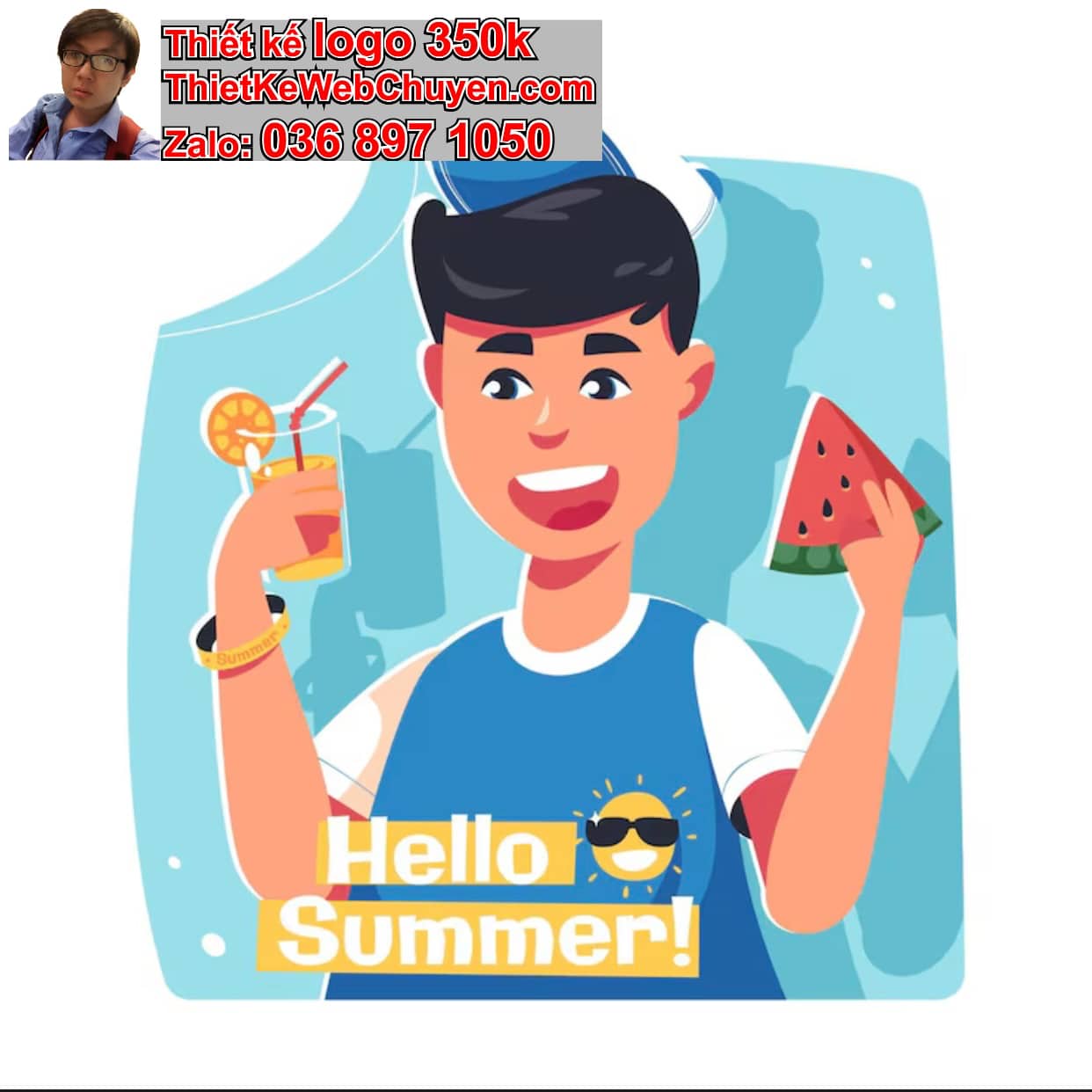 Chàng trai chibi uống sinh tố