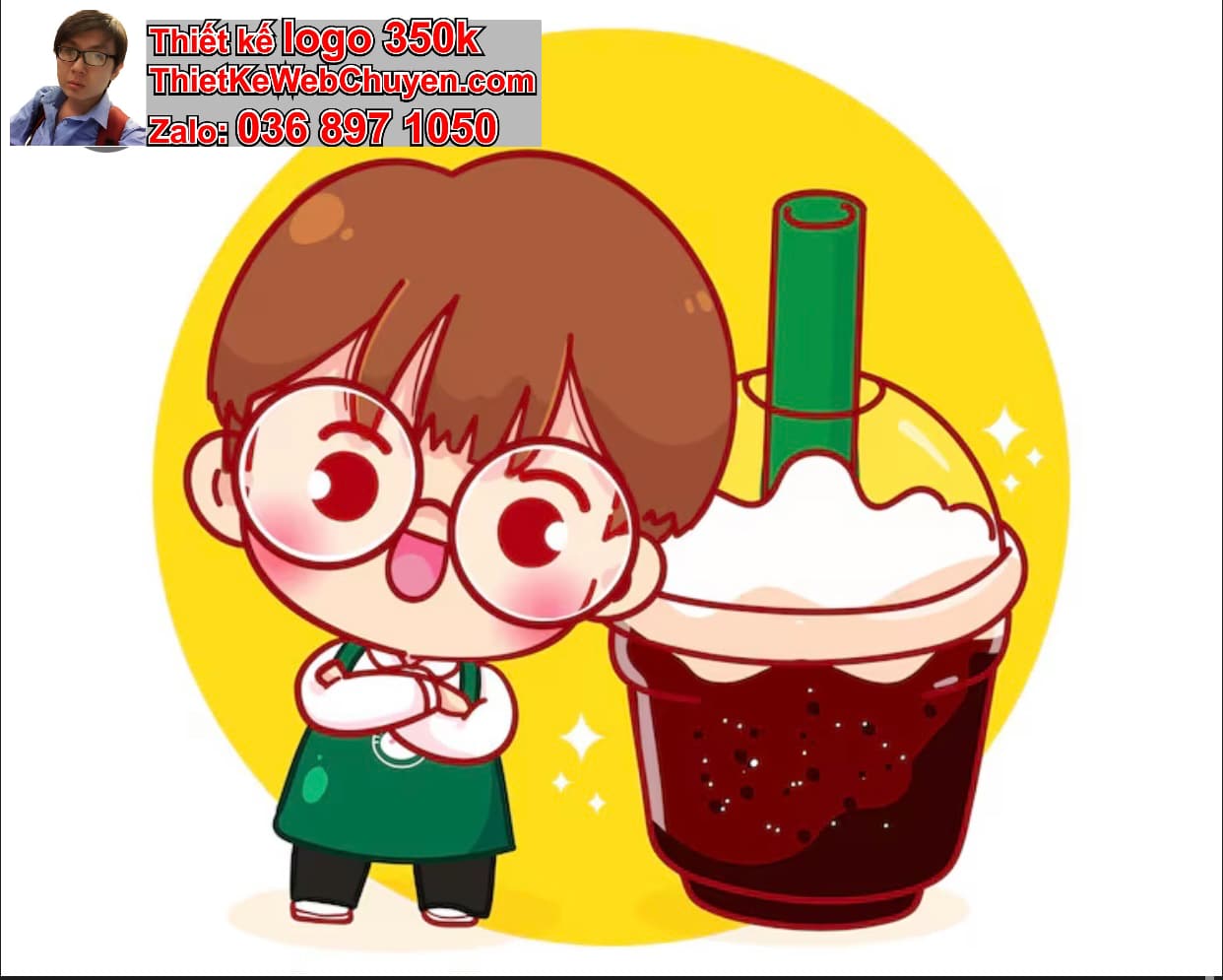 Chàng trai chibi uống sinh tố