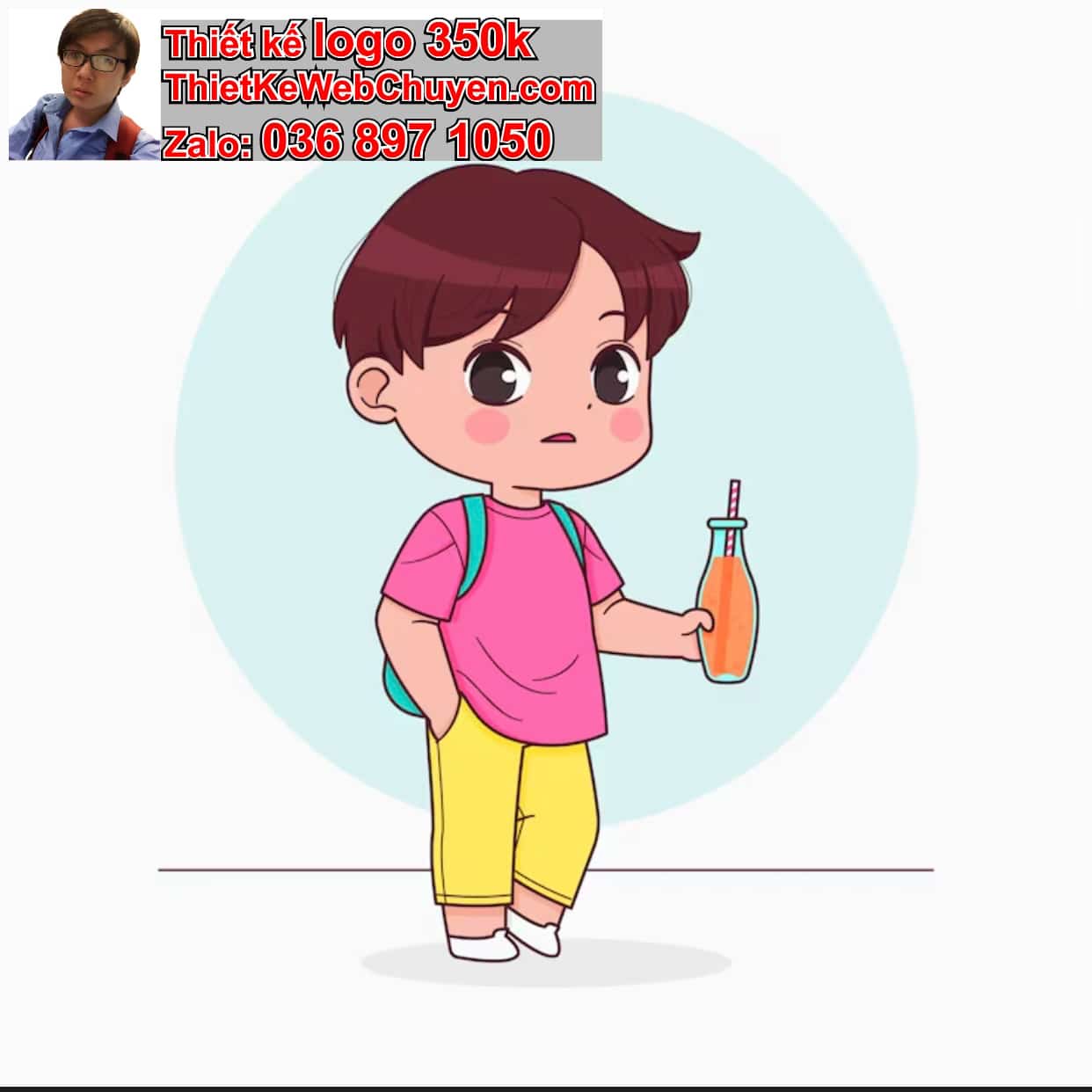 Chàng trai chibi uống sinh tố