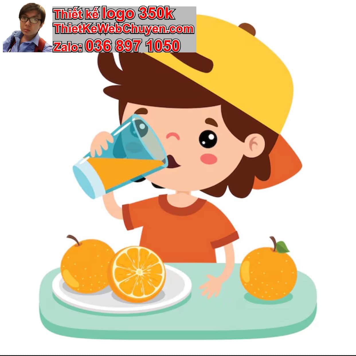 Chàng trai chibi uống sinh tố