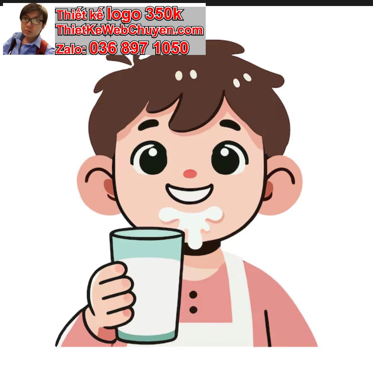 Chàng trai chibi uống trà sữa