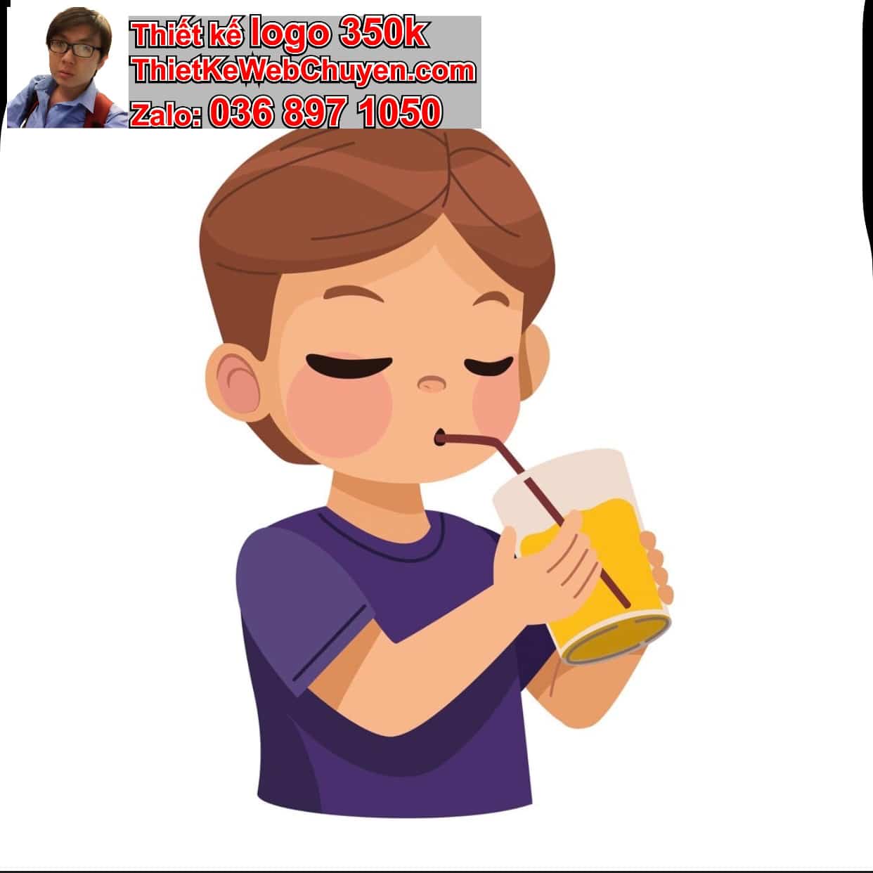 Chàng trai chibi uống trà chanh