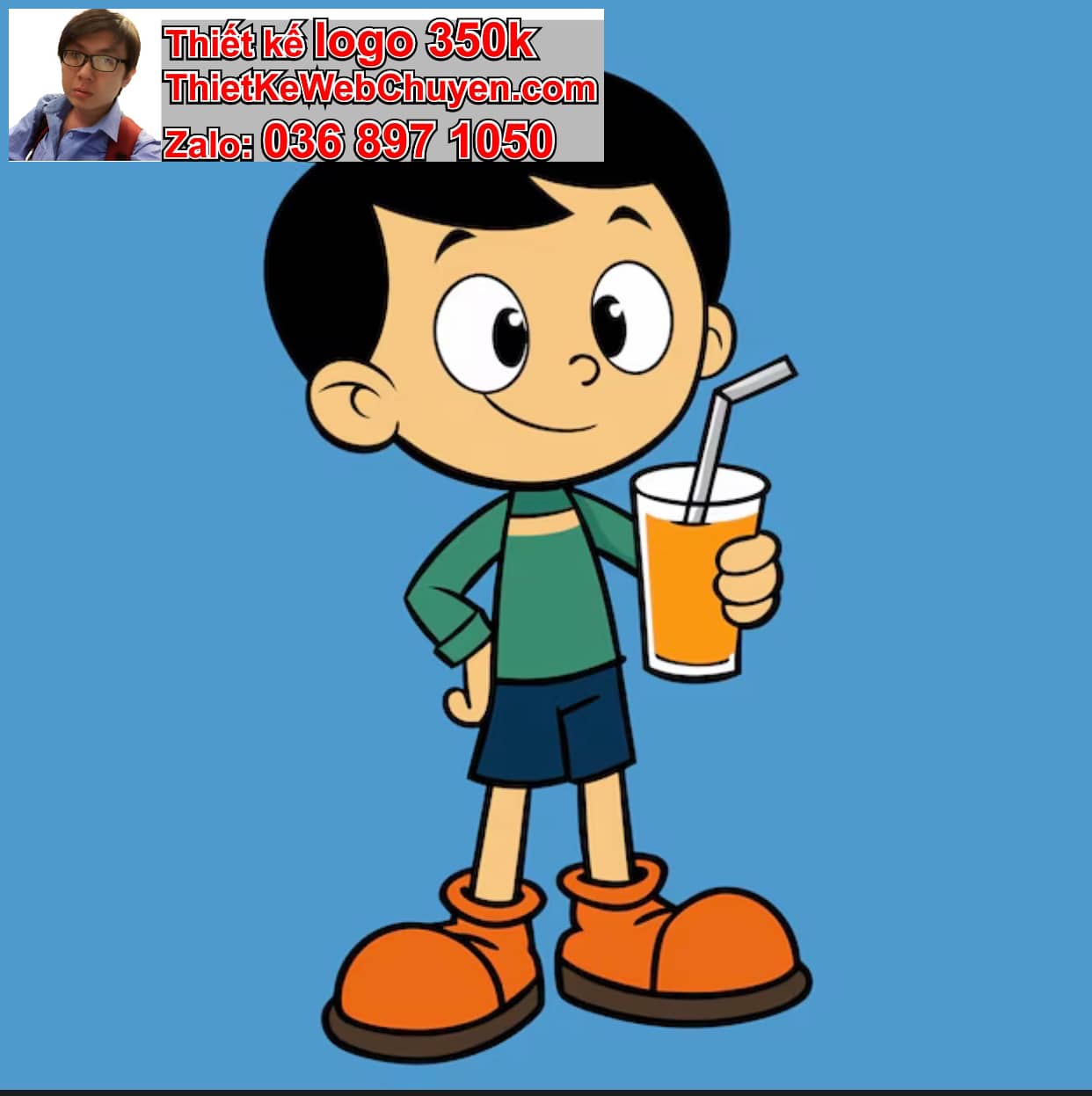 Chàng trai chibi uống trà chanh