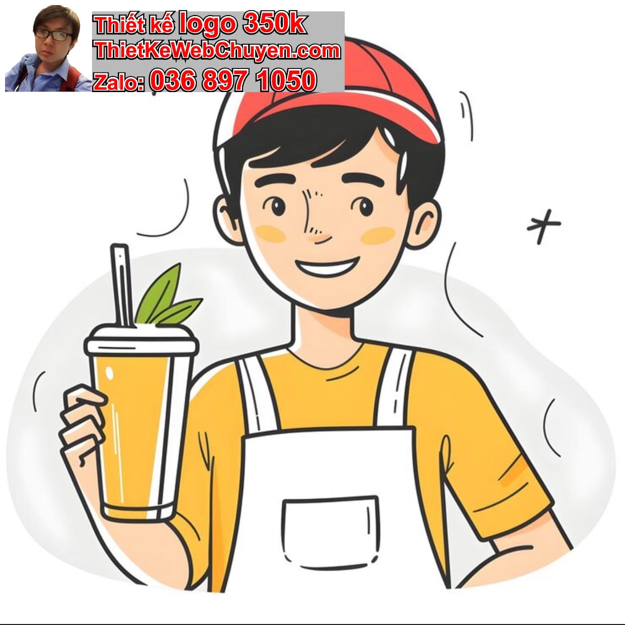 Chàng trai chibi uống trà chanh