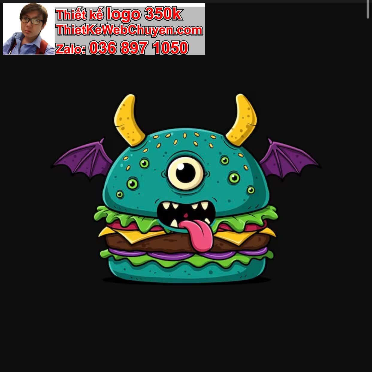 Chibi ác quỷ dễ thương ăn hamburger