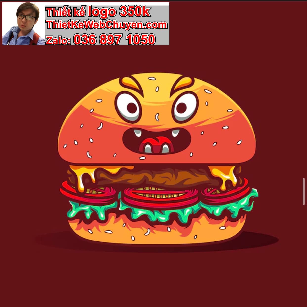 Chibi ác quỷ dễ thương ăn hamburger
