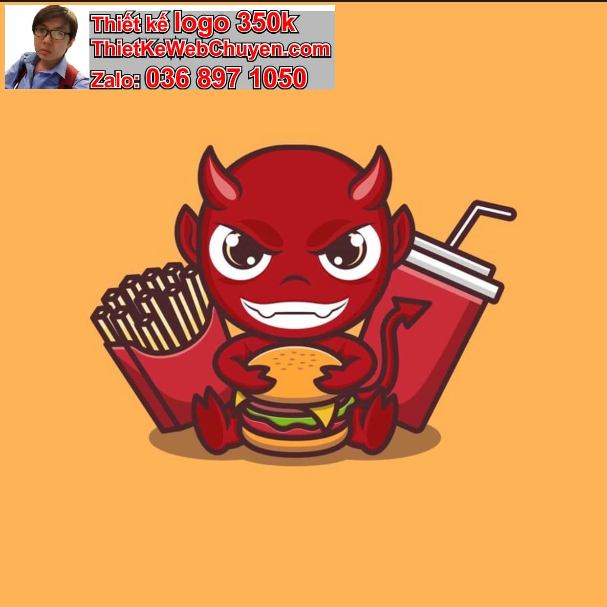 Chibi ác quỷ dễ thương ăn hamburger