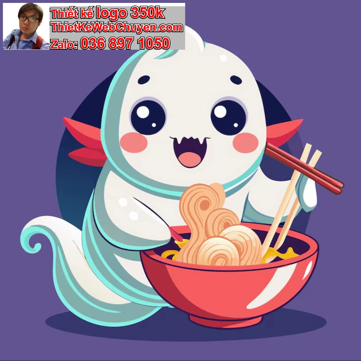 Chibi ác quỷ dễ thương ăn phở 