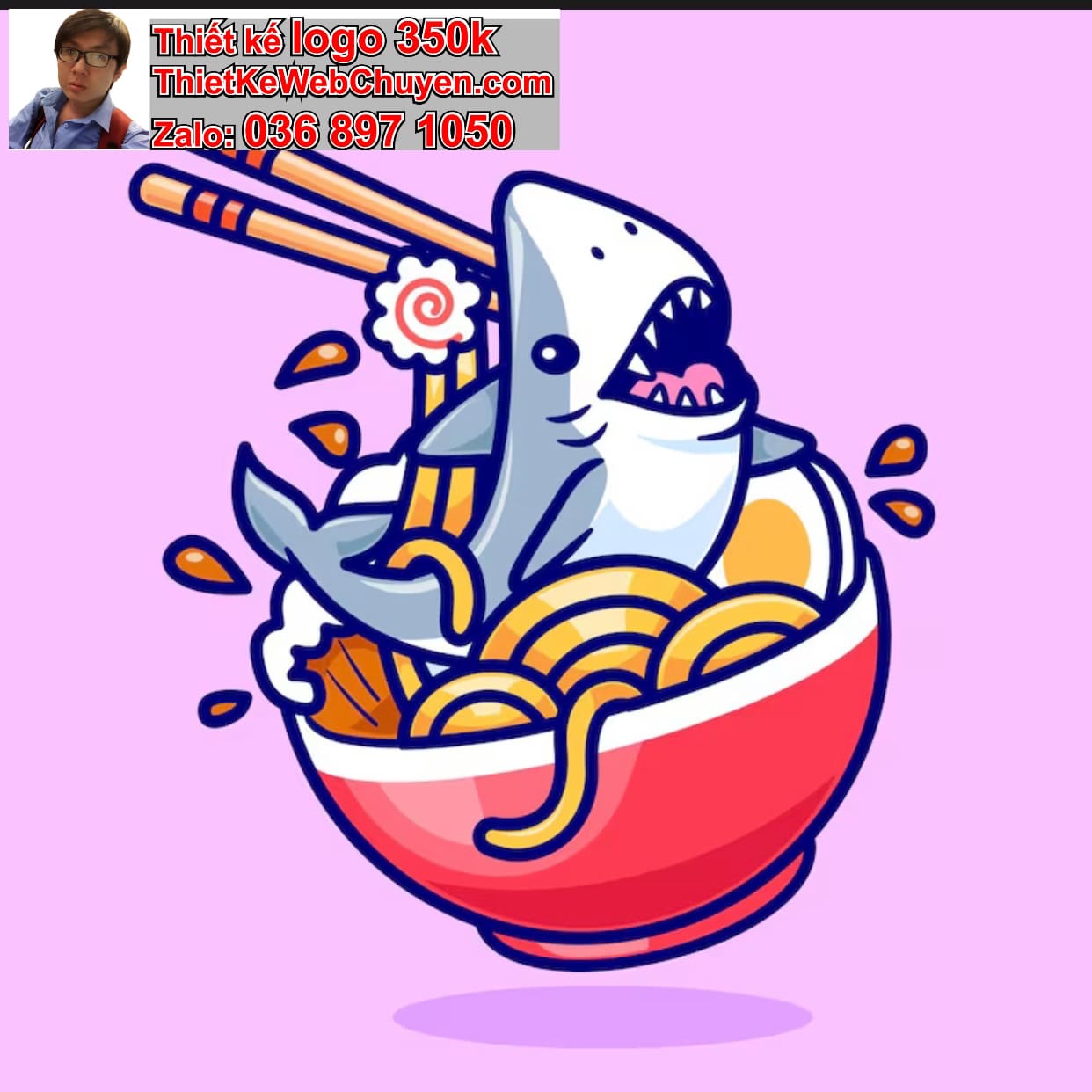 Chibi ác quỷ dễ thương ăn ramen