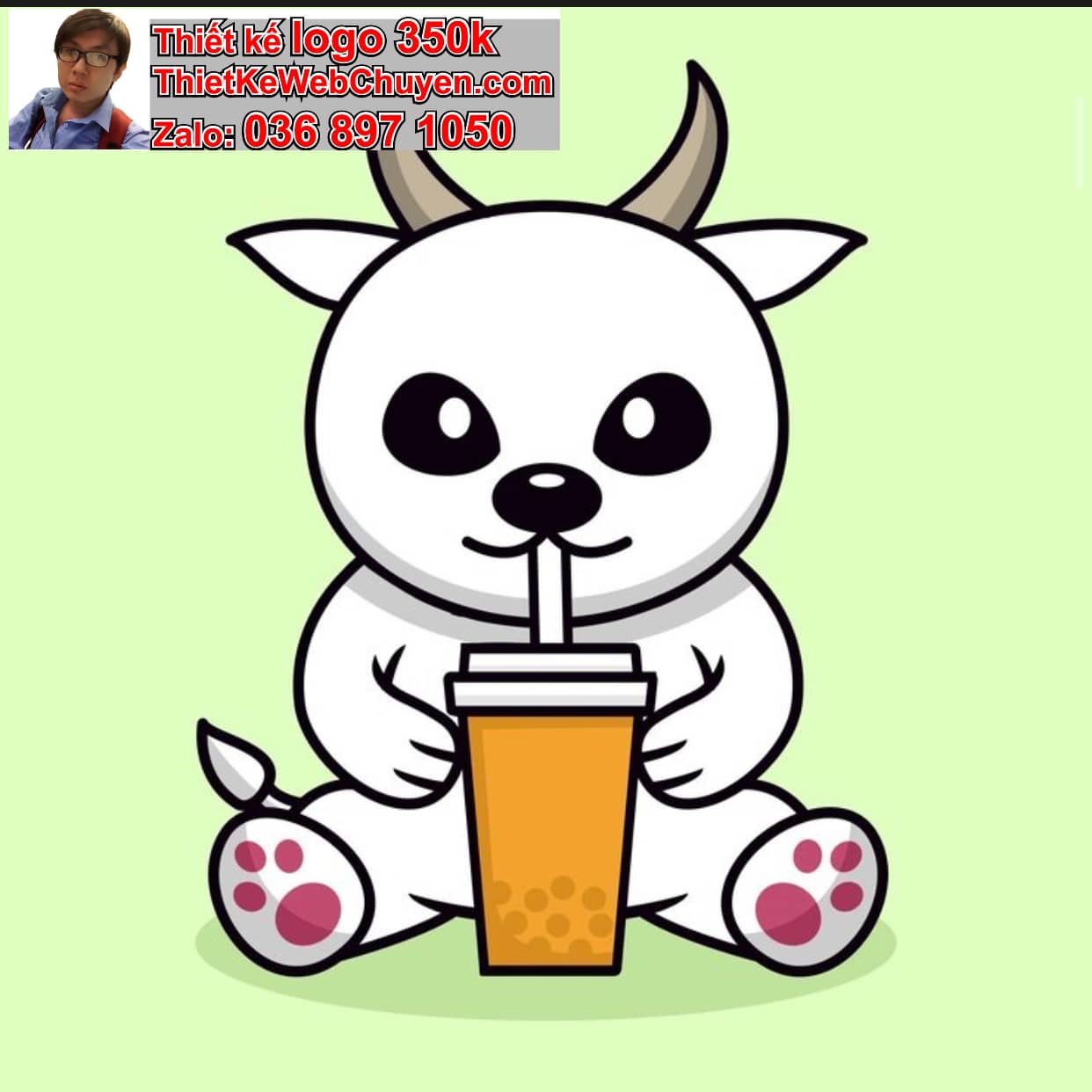 Chibi ác quỷ dễ thương uống trà sữa 