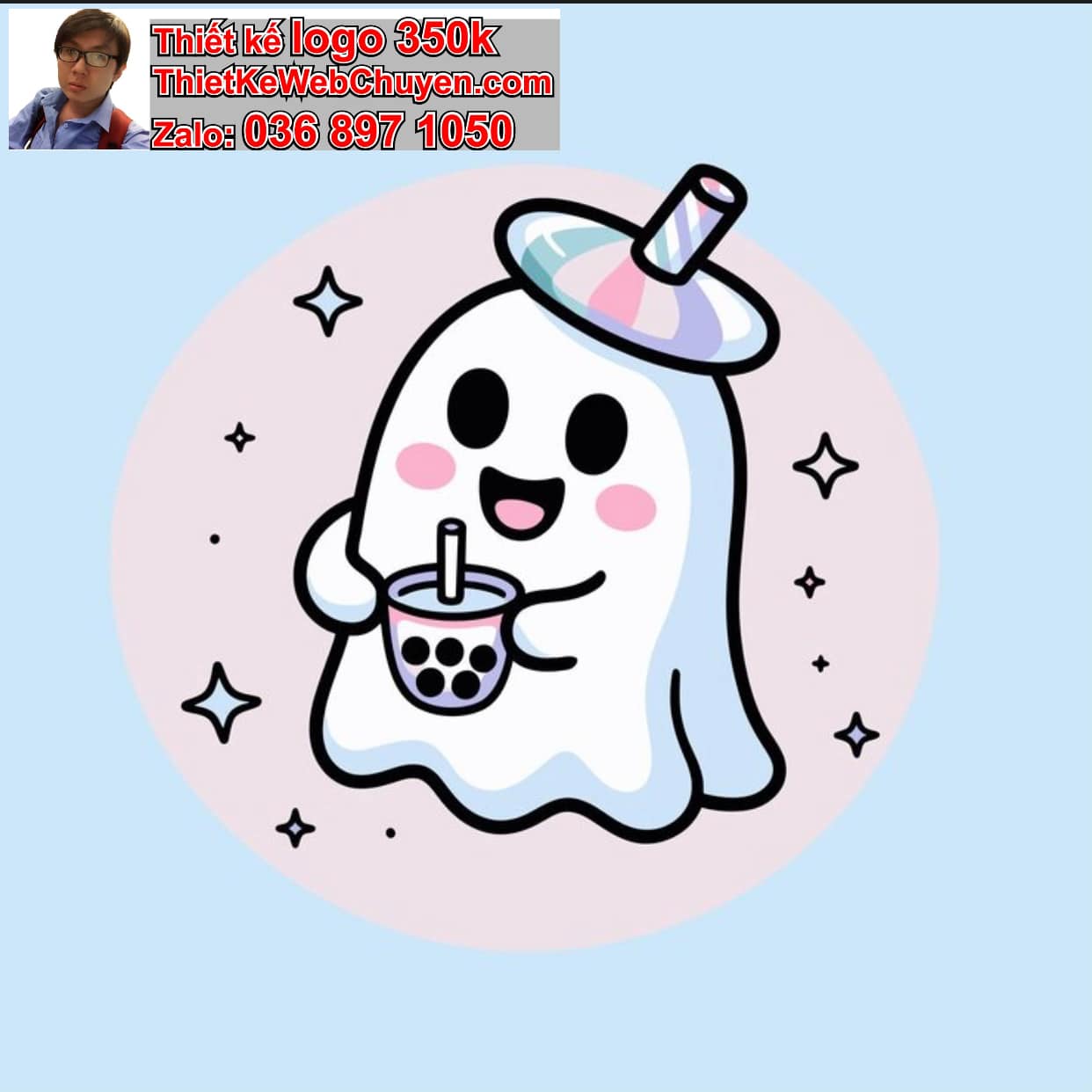 Chibi ác quỷ dễ thương uống trà sữa