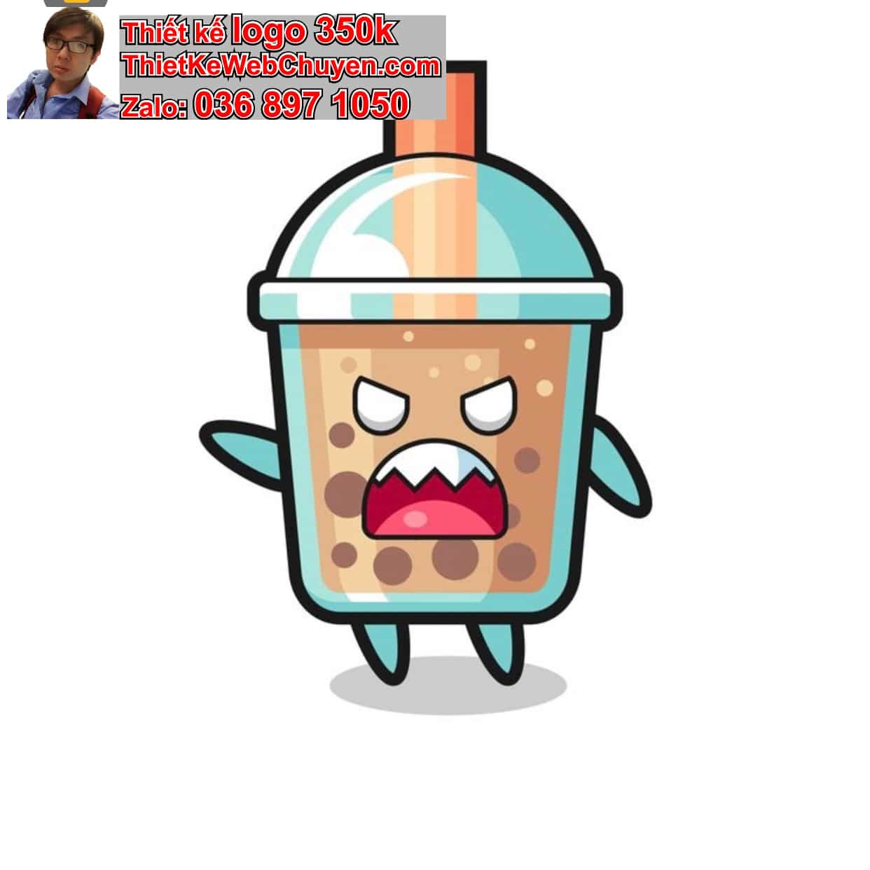 Chibi ác quỷ dễ thương uống trà sữa 