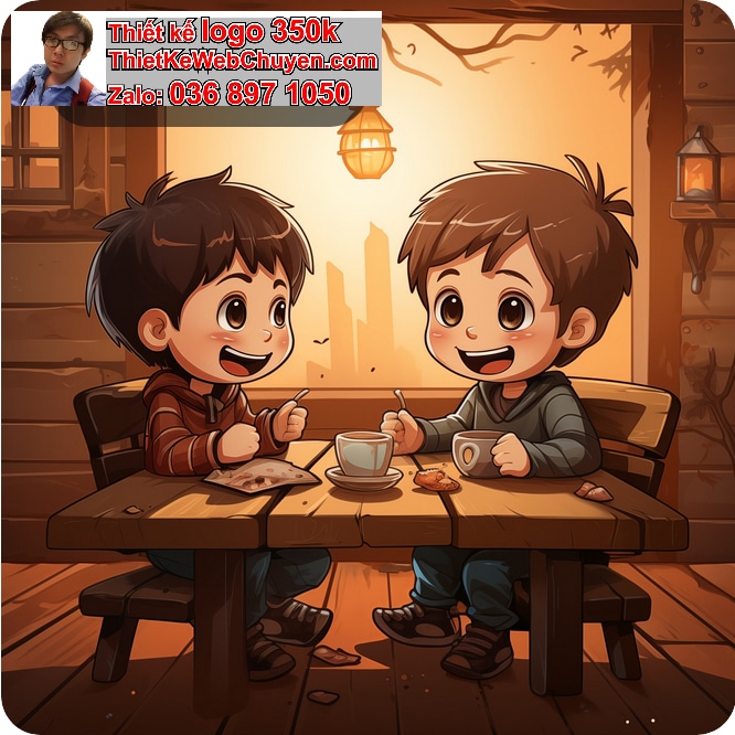 Chibi Anime Ngồi Quán Cà Phê