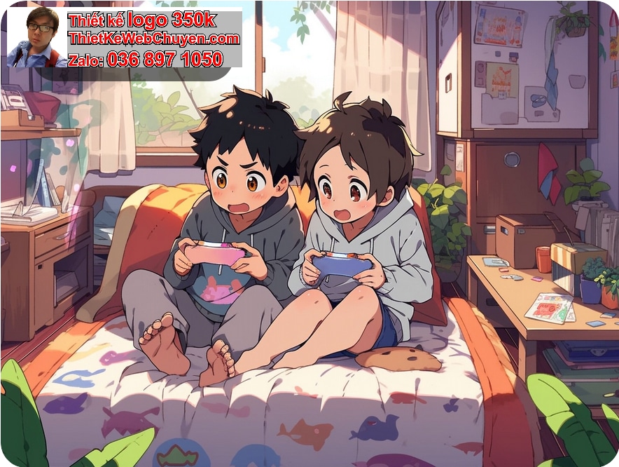 Chibi Anime Ngồi Trên Giường