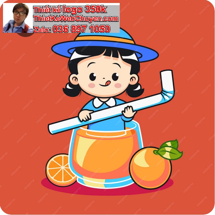 Chibi cosplay uống nước ép trái cây 