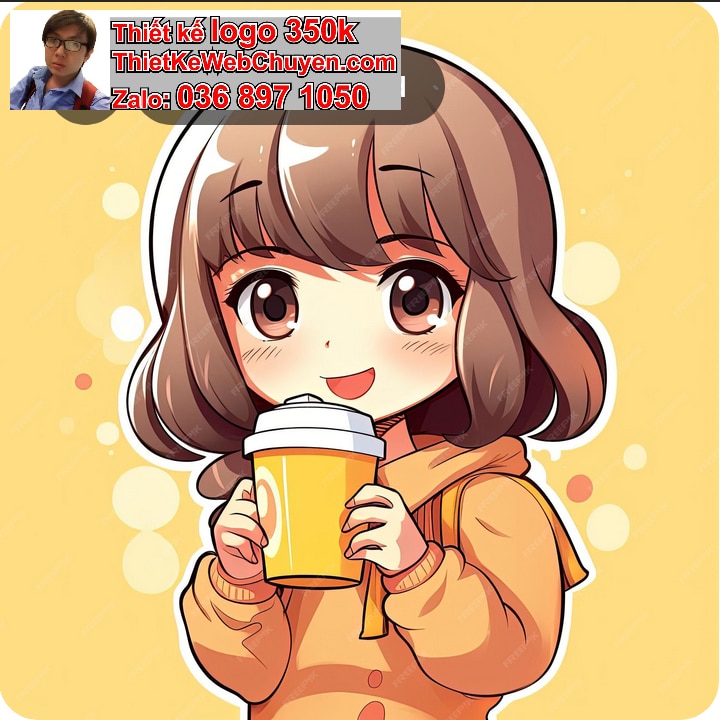 Chibi cosplay uống soda
