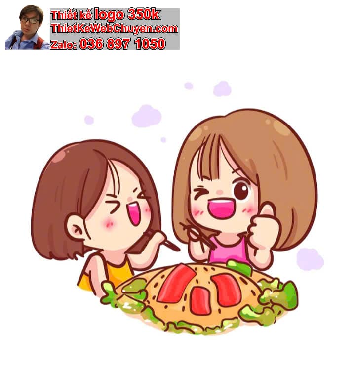 chibi dễ thương ăn uống trên mái nhà