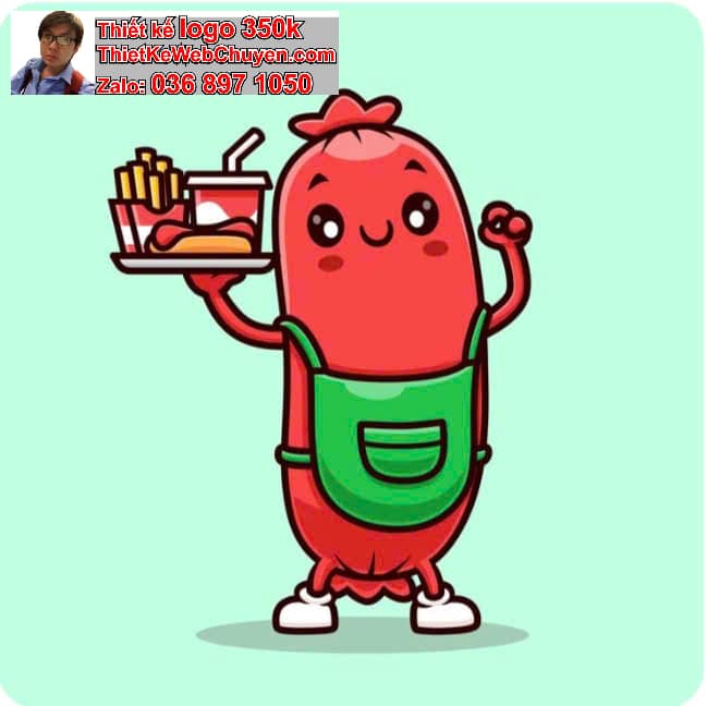 chibi dễ thương ăn xúc xích