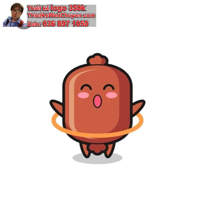 chibi dễ thương ăn xúc xích