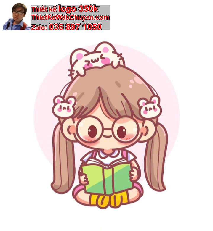 Chibi học sinh cười tít mắt
