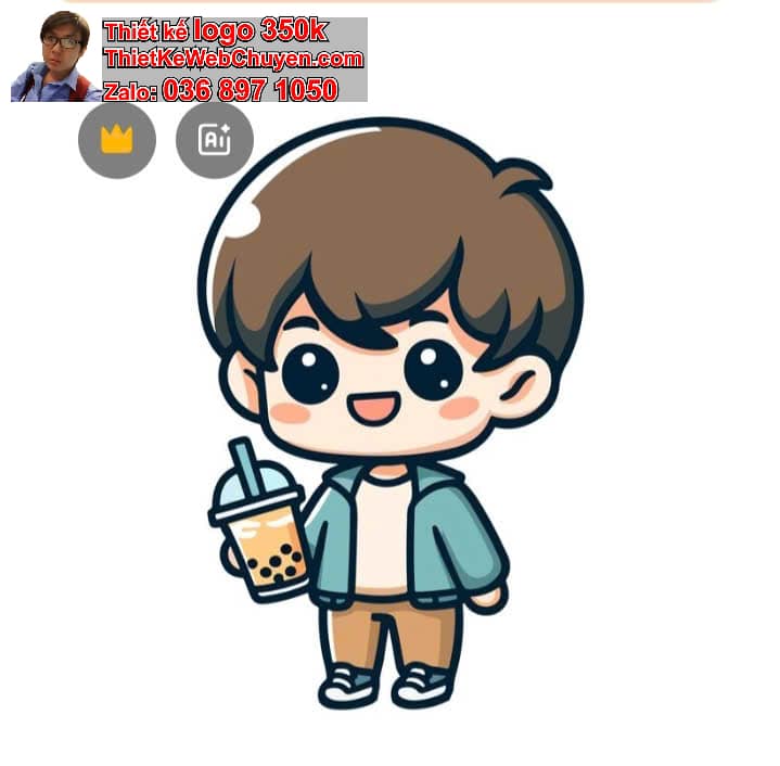 chibi học sinh uống trà sữa