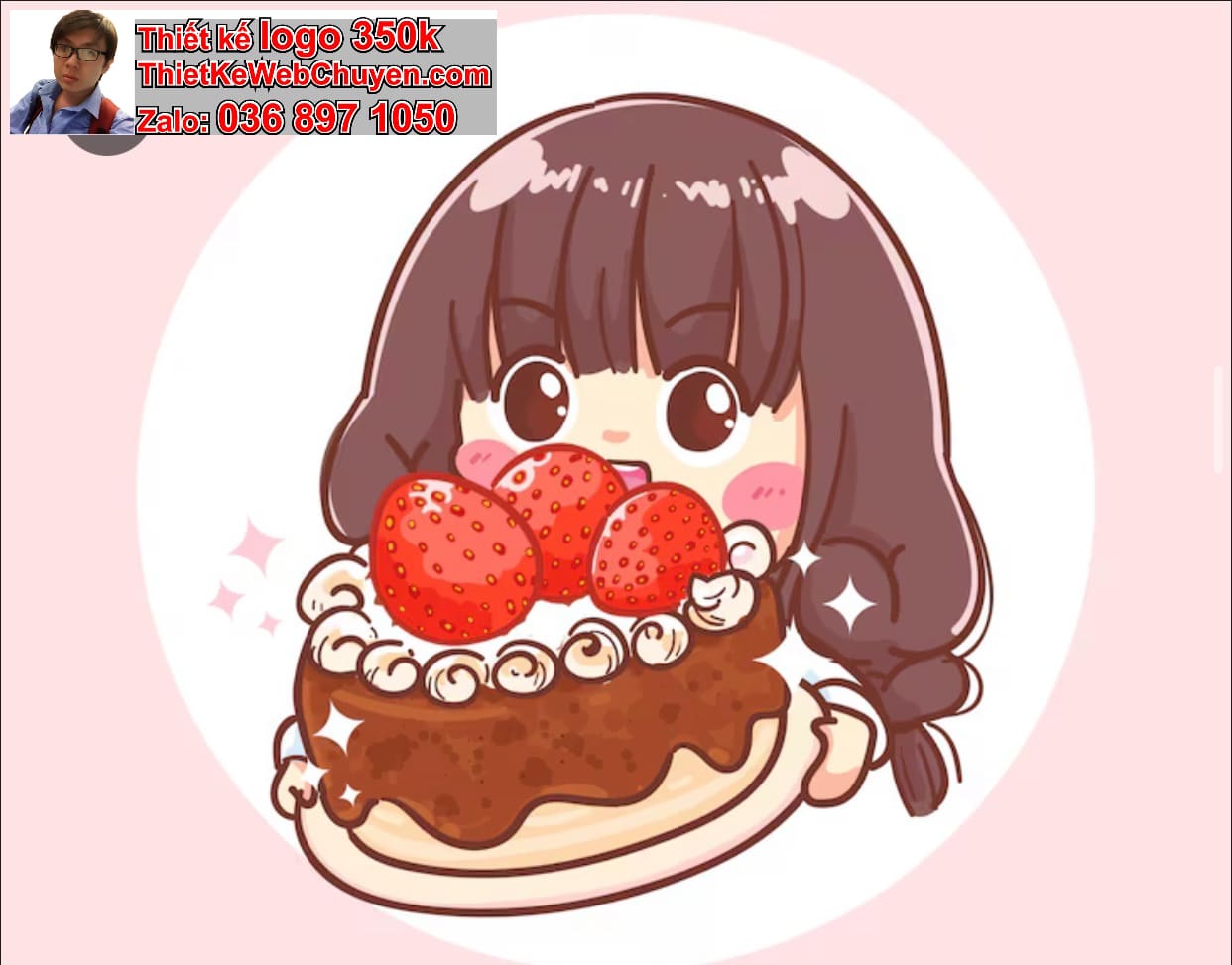 Cô gái chibi ăn bánh ngọt