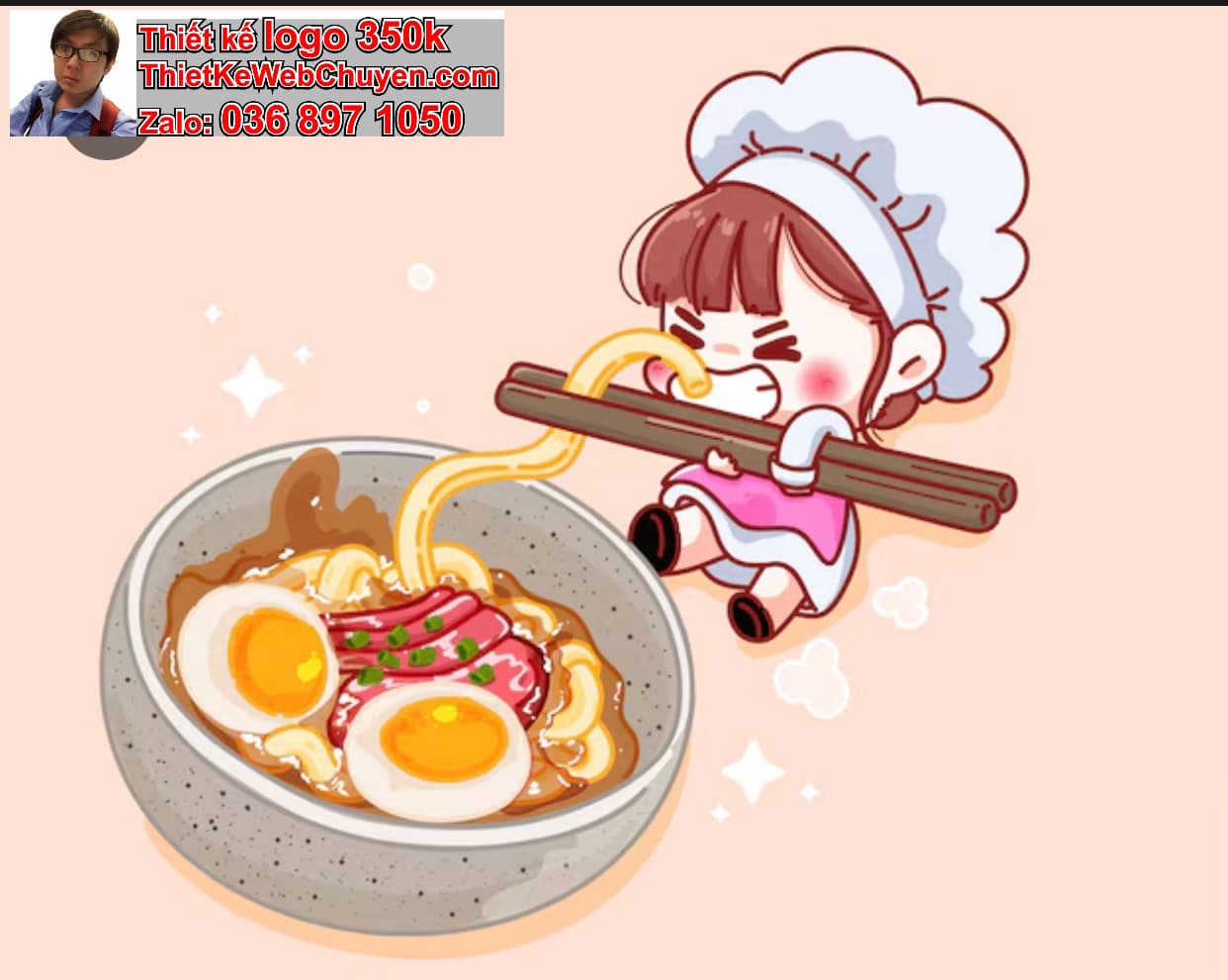 Cô gái chibi ăn bún