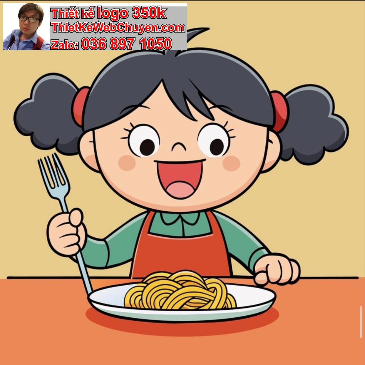 Cô gái chibi ăn bún