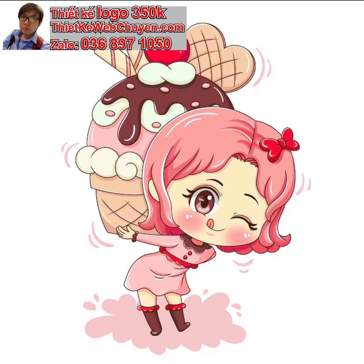 Cô gái chibi ăn kem