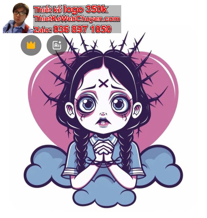 Cô gái chibi biểu cảm bối rối 